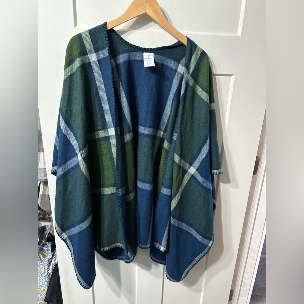 Woolrich Plaid Blanket Scarf Ruana Shawl Wrap